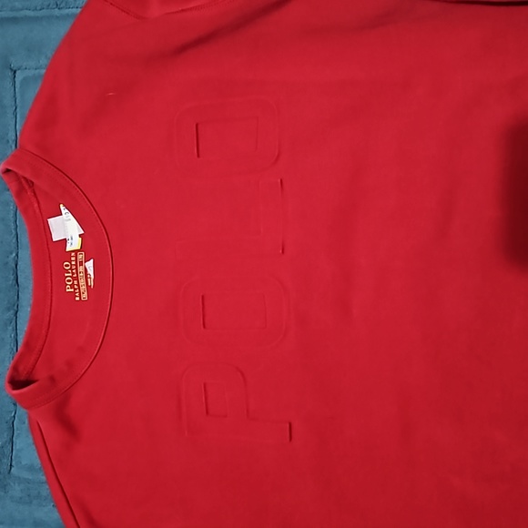 Polo Ralph Lauren Men's Double Knit Embossed Logo Crewneck Sweatshirt Red xl